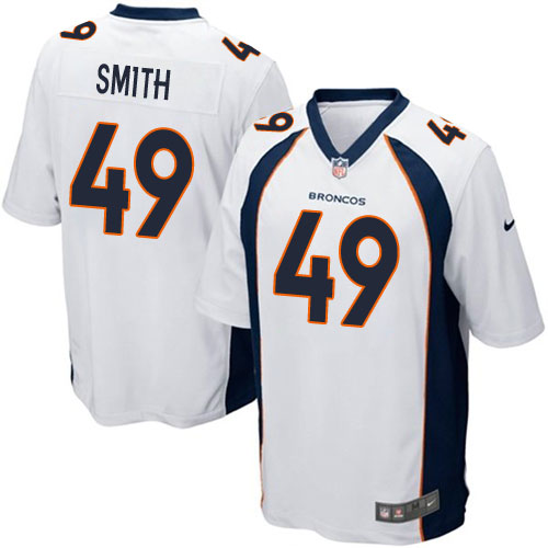 Men's Game Dennis Smith Nike Jersey White Road - #49 NFL Denver Broncos